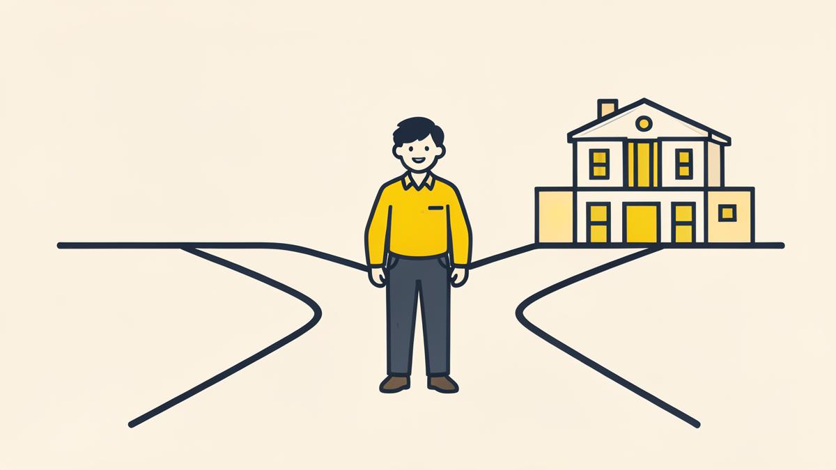 Illustration of a business owner choosing between sole trader and limited company structure